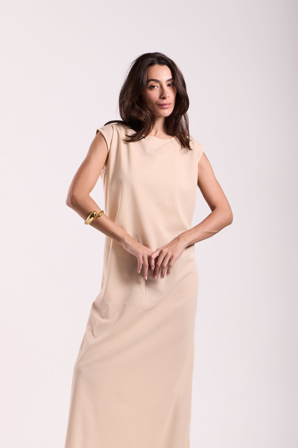 Basic Long Dress - Sleeveless Material: Scuba
