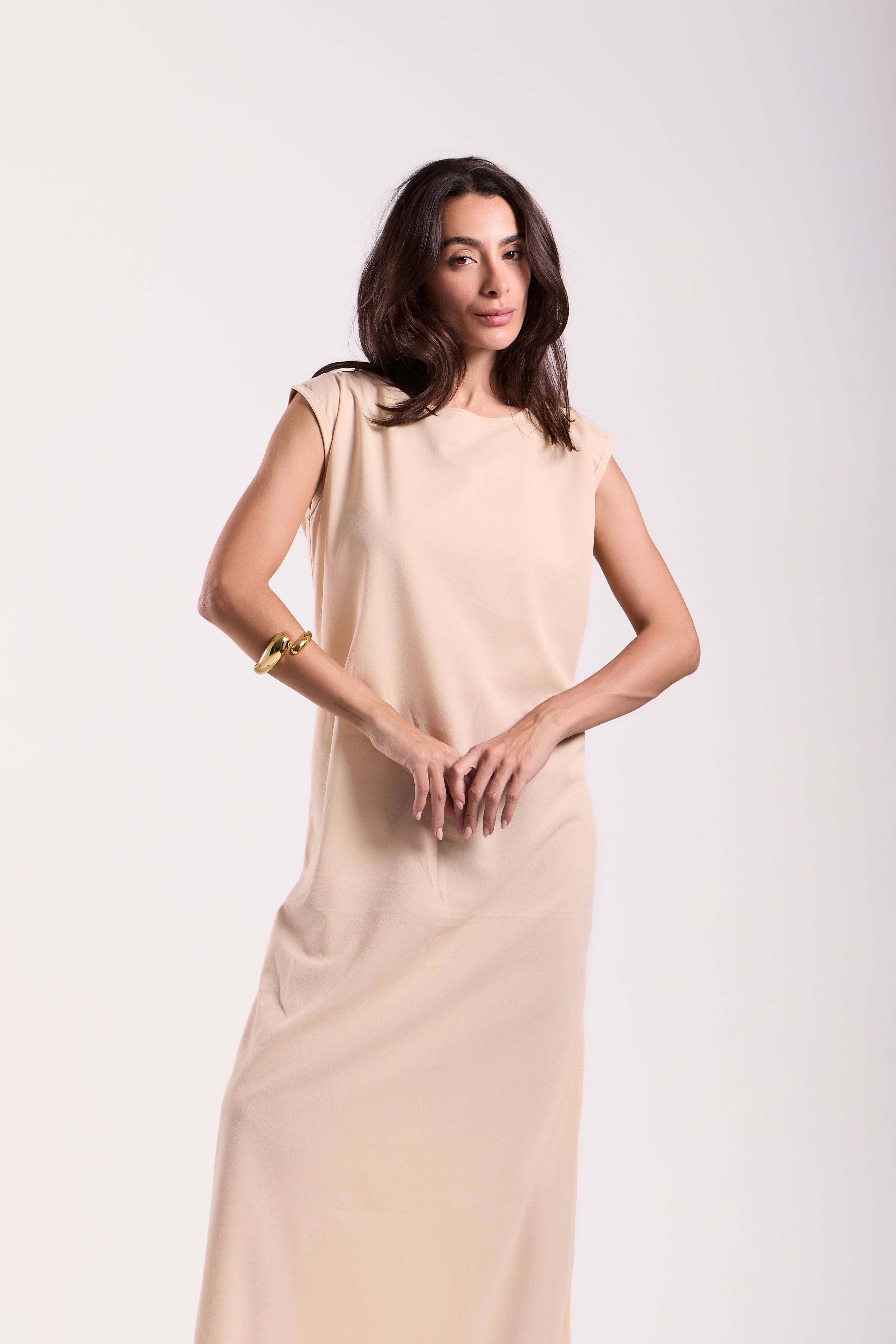 Basic Long Dress - Sleeveless Material: Scuba