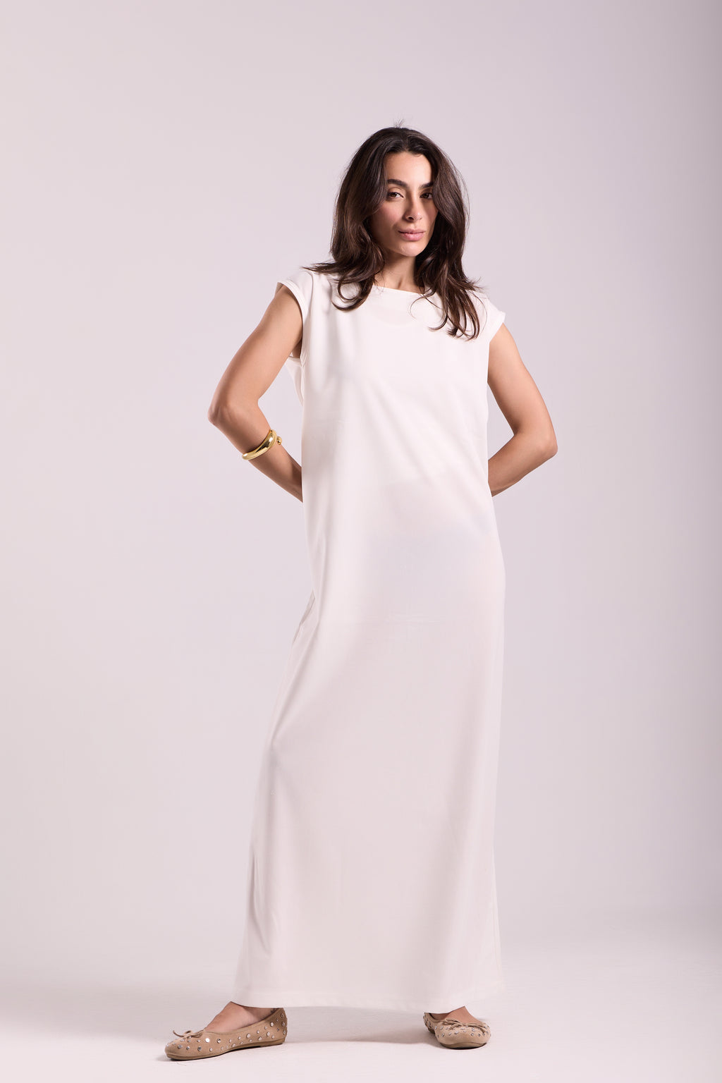 Basic Long Dress - Sleeveless Material: Scuba