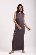 Basic Long Dress - Sleeveless Material: Viscose Blend