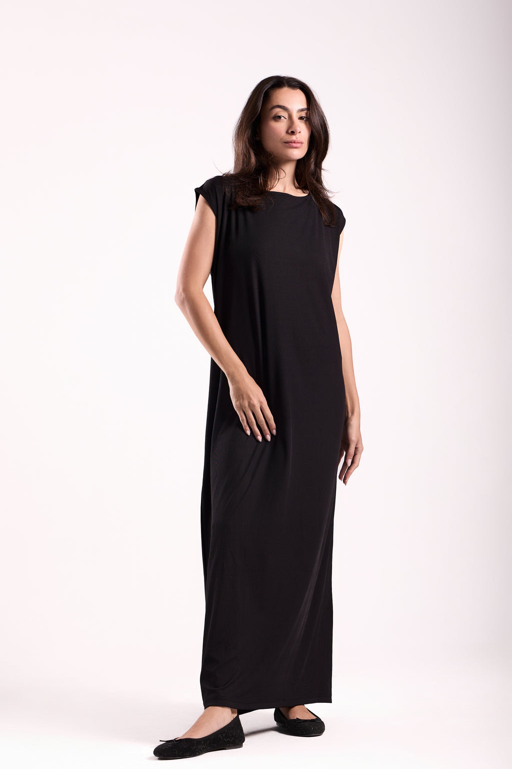 Basic Long Dress - Sleeveless Material: Derby
