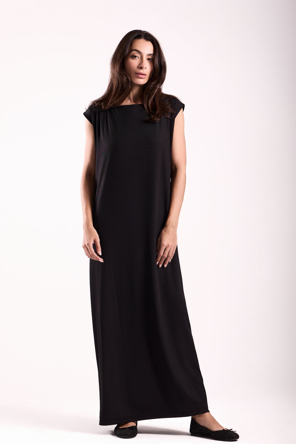 Basic Long Dress - Sleeveless Material: Derby