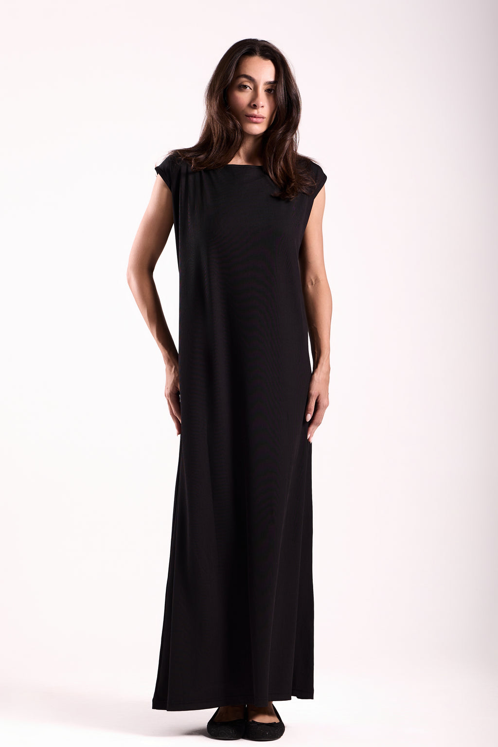 Basic Long Dress - Sleeveless Material: Derby
