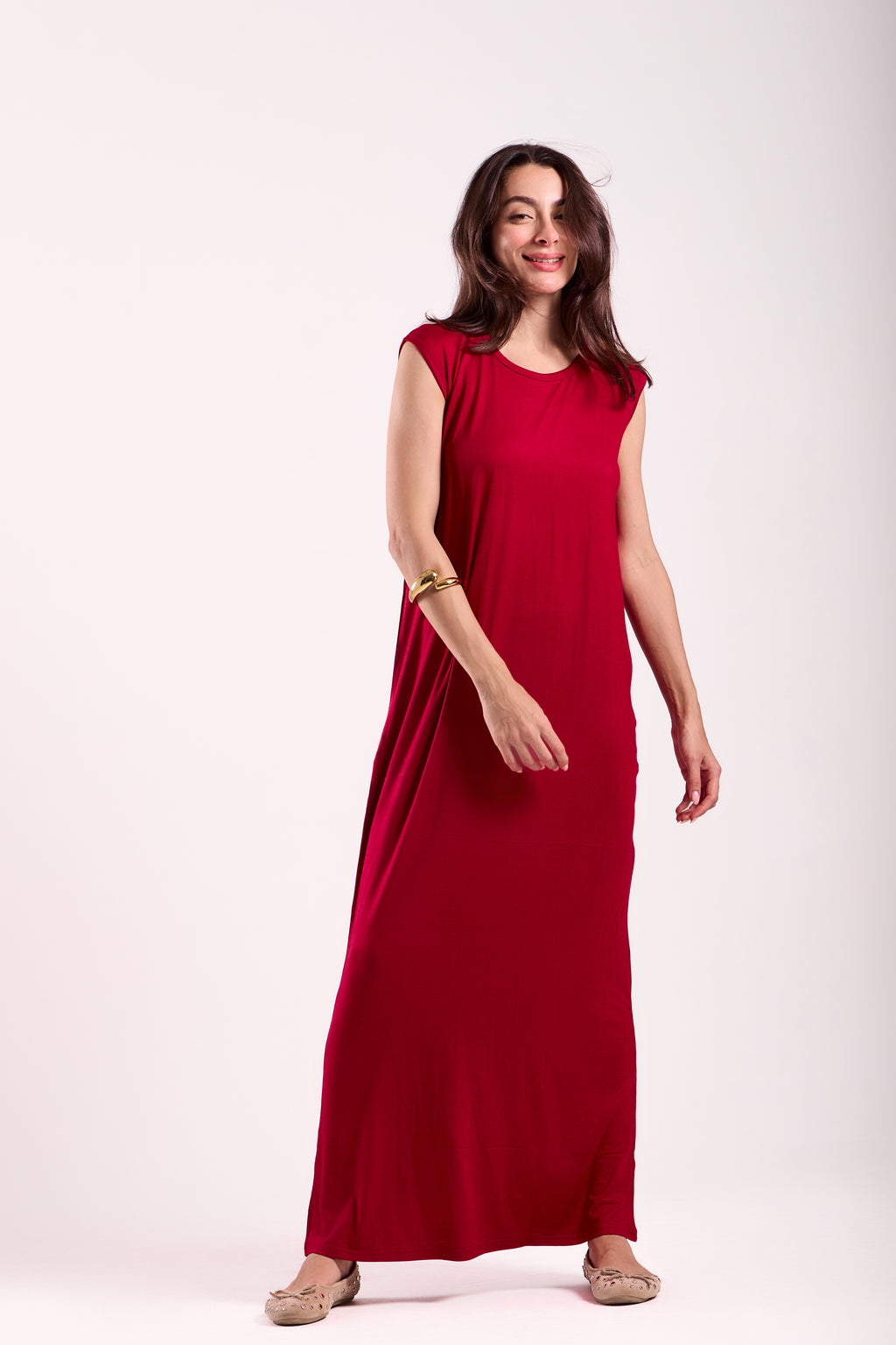 Basic Long Dress - Sleeveless Material: Viscose Blend