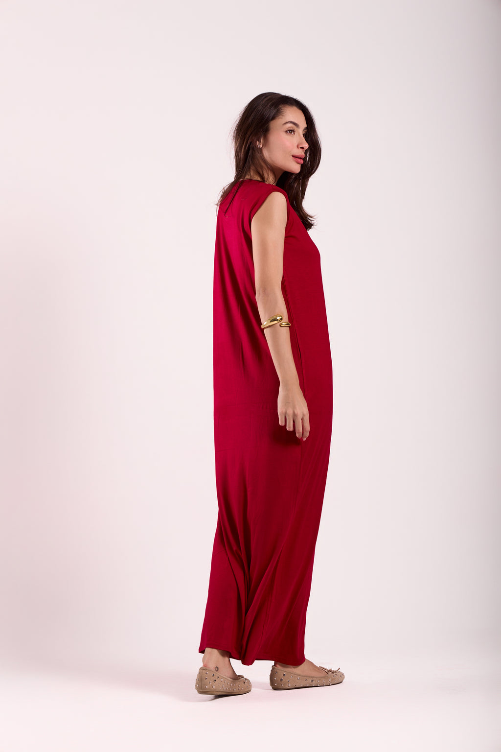 Basic Long Dress - Sleeveless Material: Viscose Blend