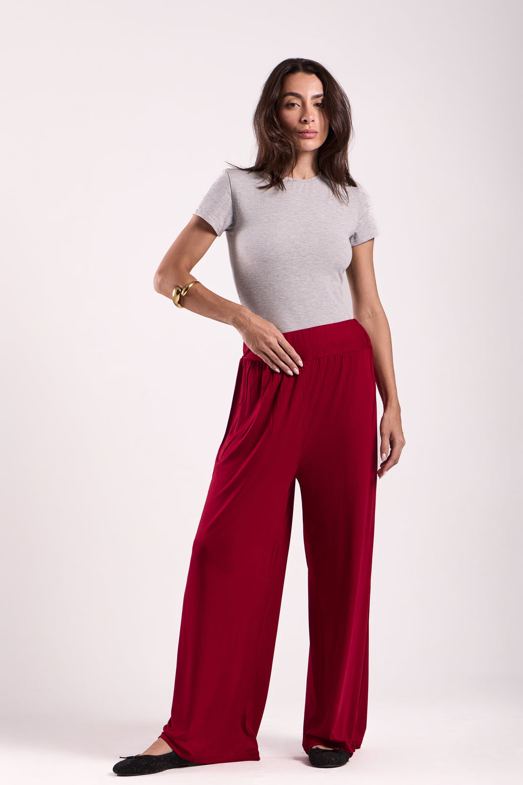 Wide-Leg Pants : Material: Viscose Blend