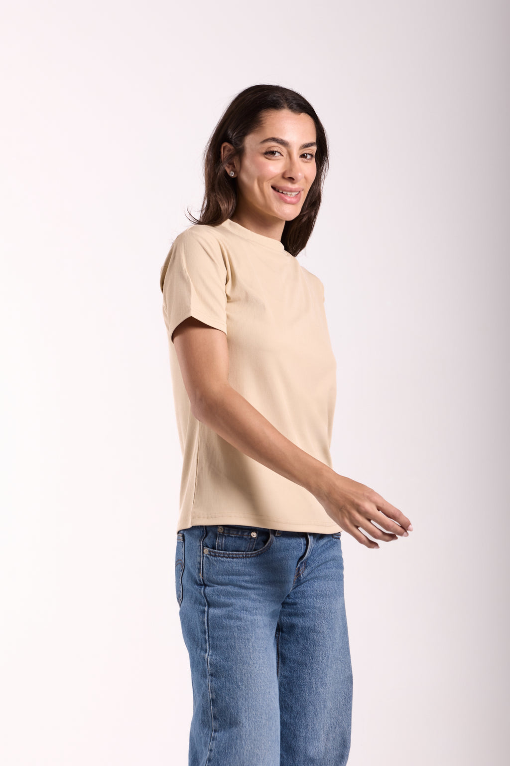 T-Shirt Ribbed Half Sleeve - Material: Derby