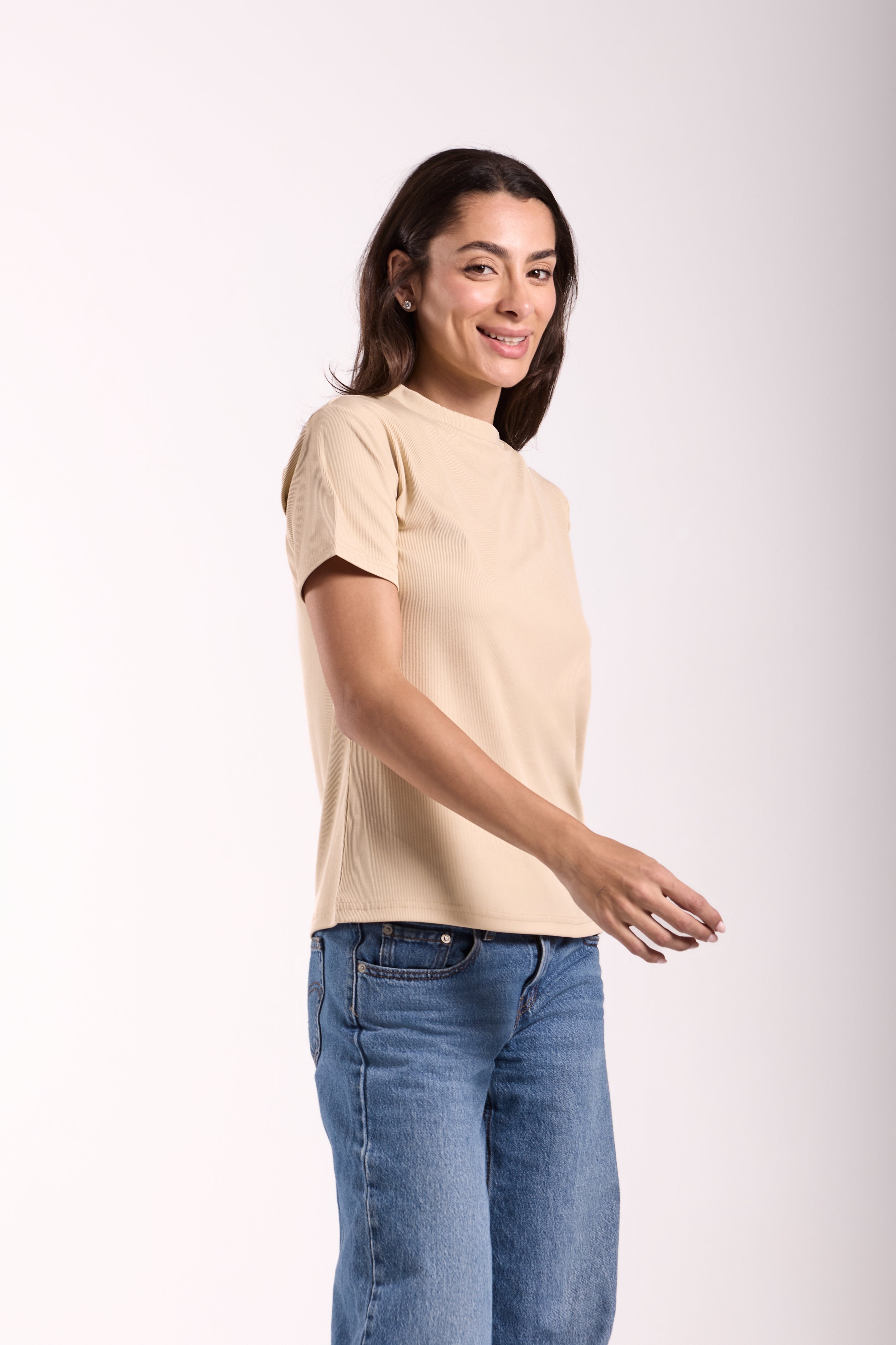 T-Shirt Ribbed Half Sleeve - Material: Derby