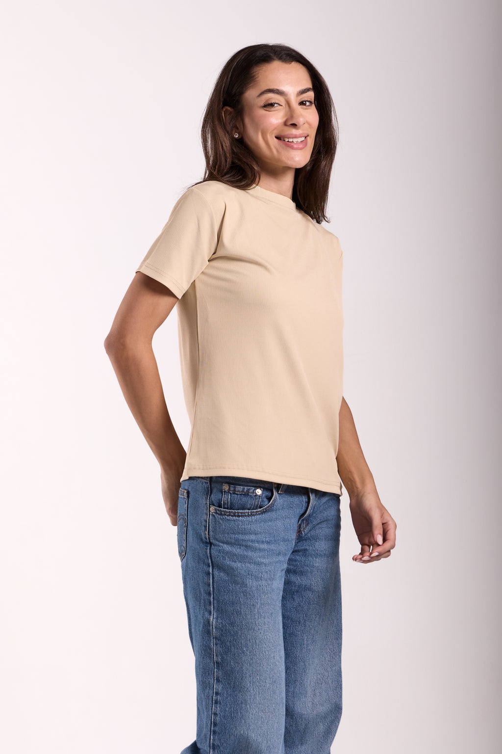 T-Shirt Ribbed Half Sleeve - Material: Derby