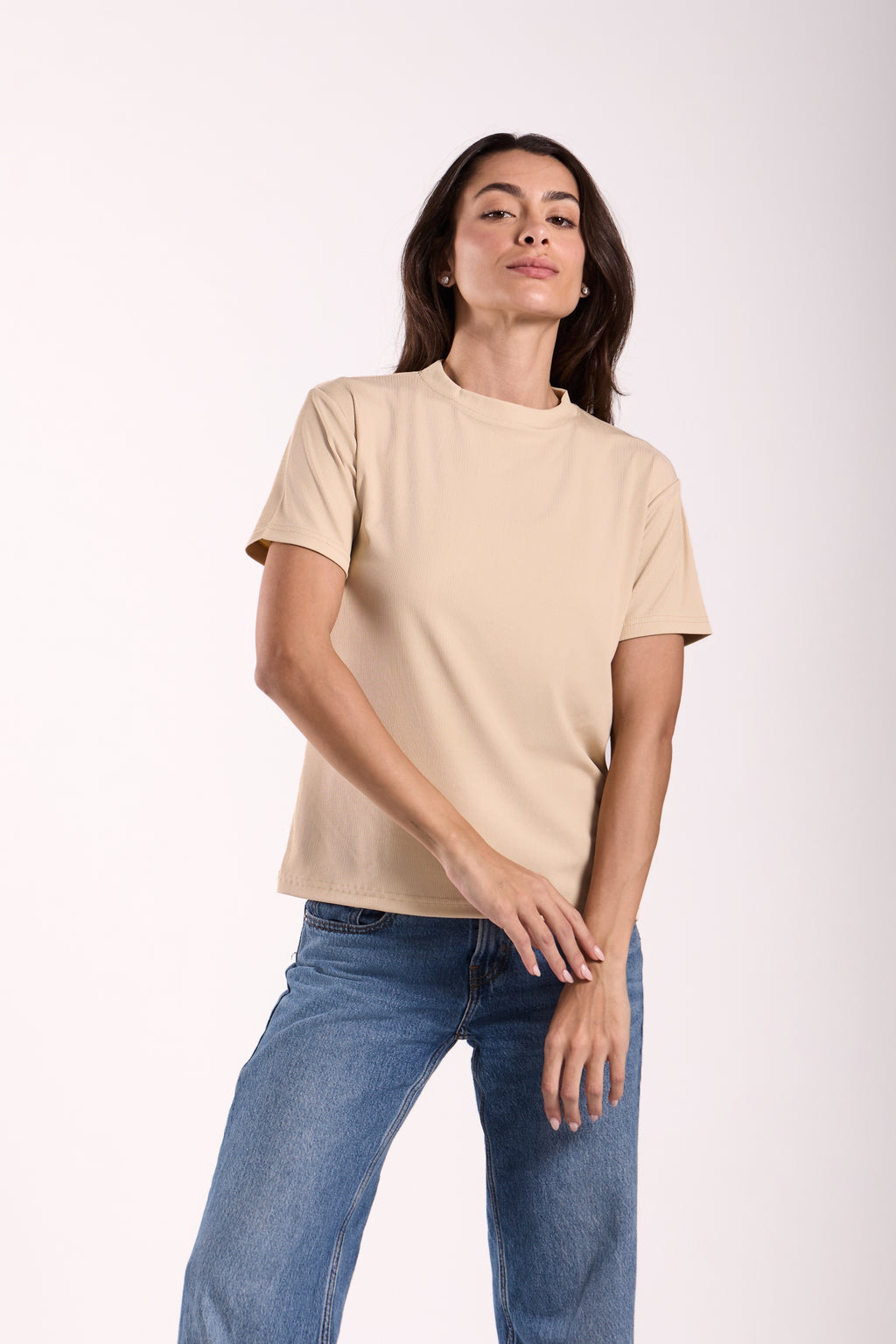 T-Shirt Ribbed Half Sleeve - Material: Derby