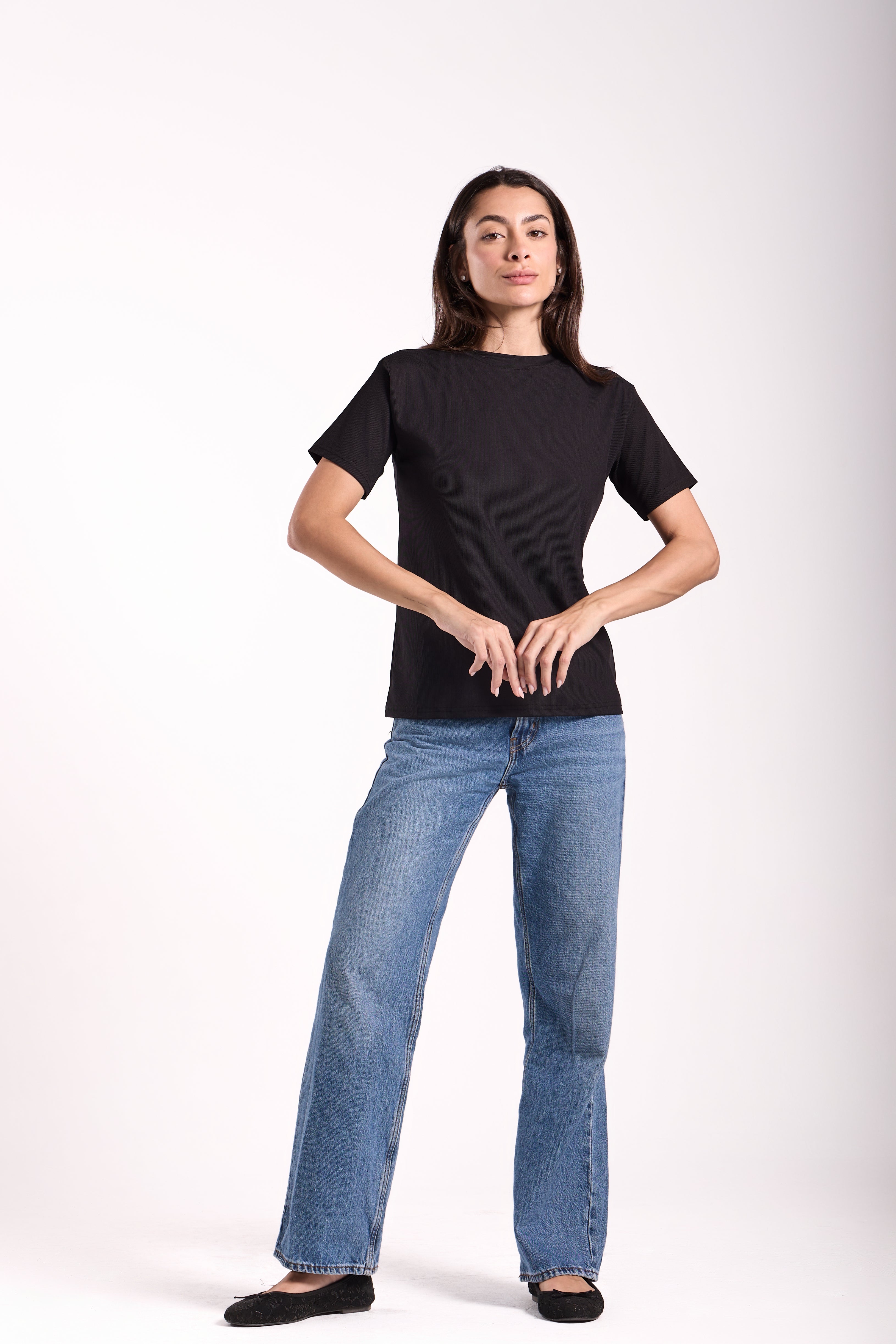 T-Shirt Ribbed Half Sleeve - Material: Derby