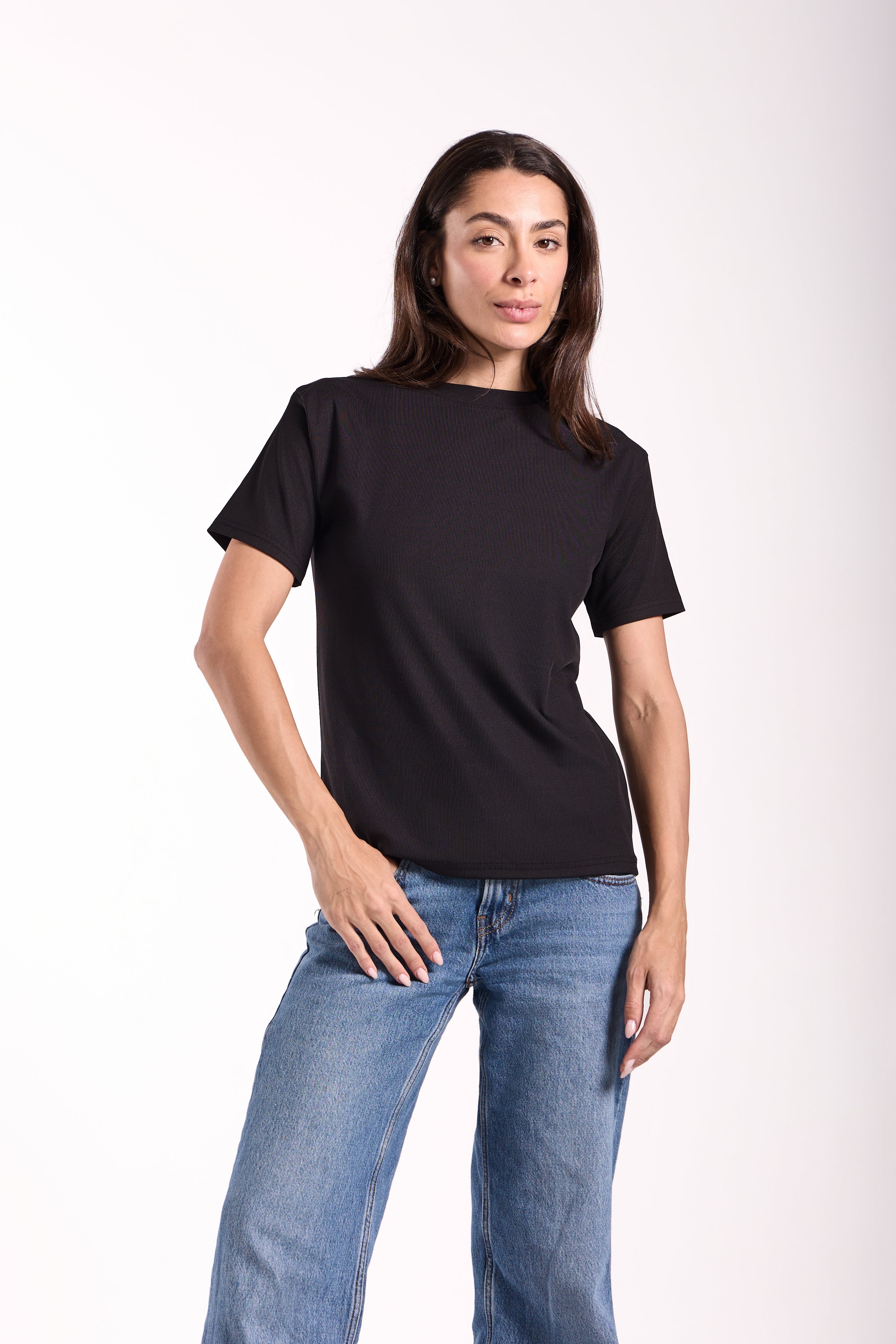 T-Shirt Ribbed Half Sleeve - Material: Derby