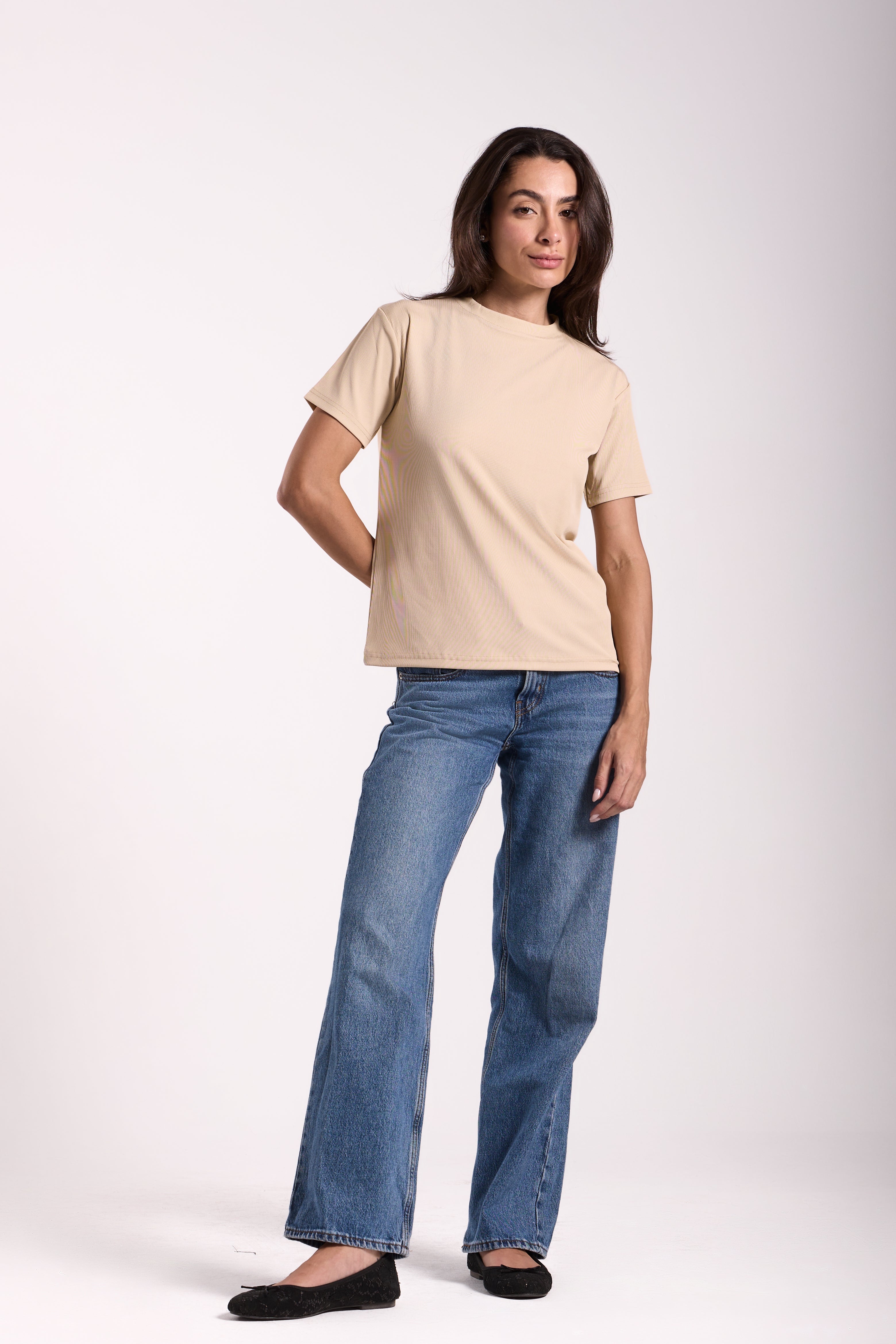 T-Shirt Ribbed Half Sleeve - Material: Derby