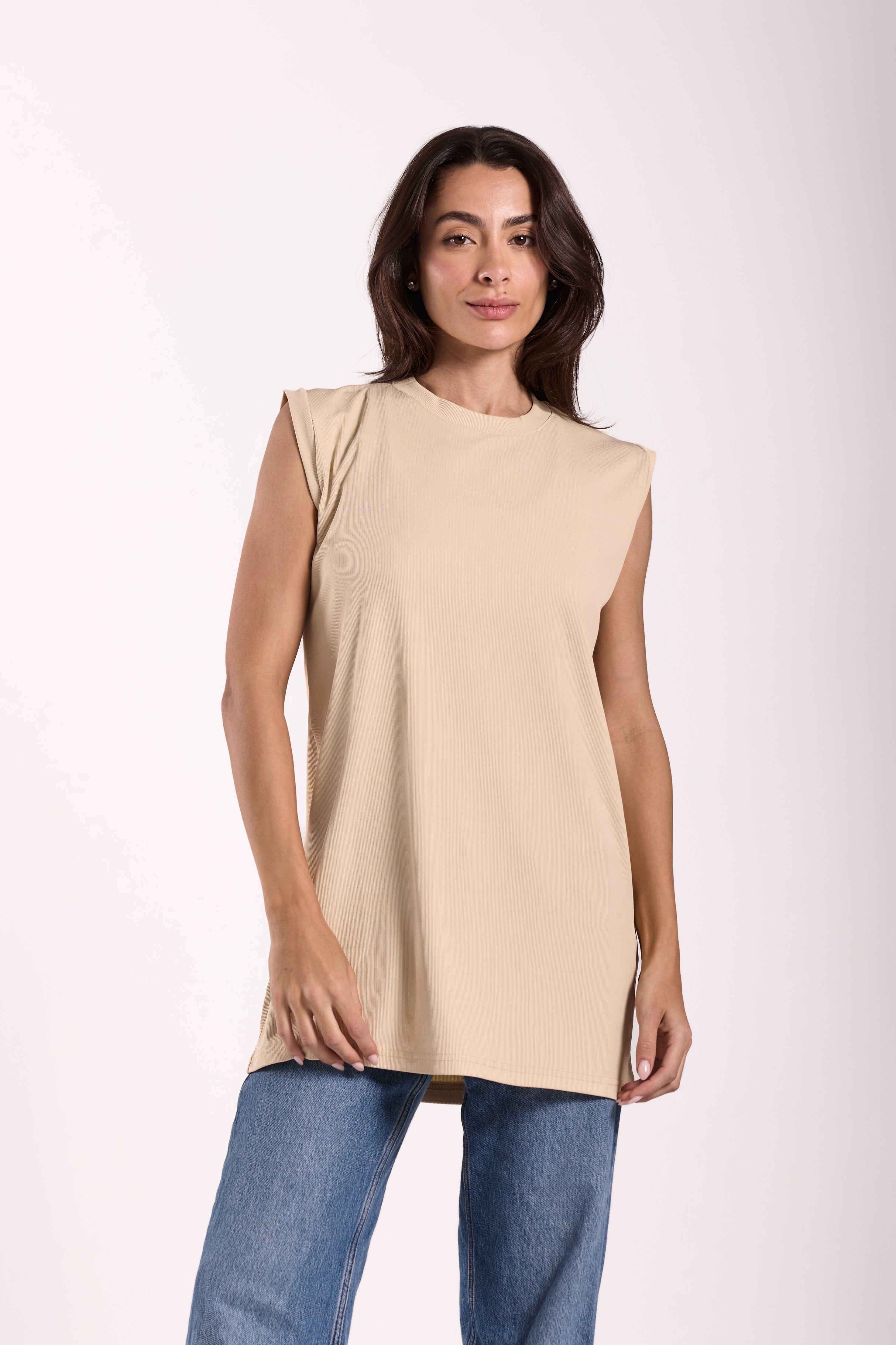 T-Shirt Ribbed Sleeveless - Material: Derby