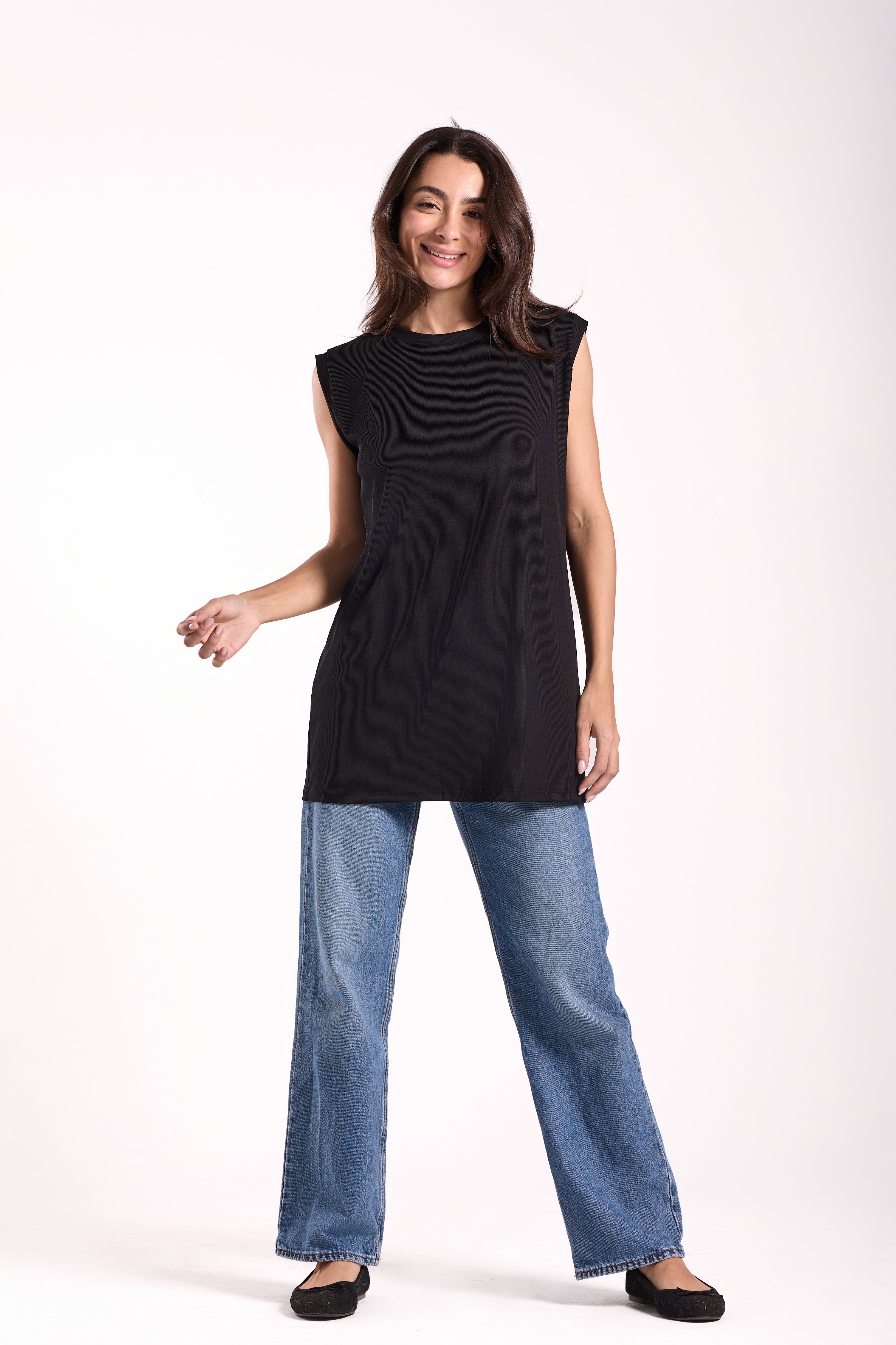 T-Shirt Ribbed Sleeveless - Material: Derby