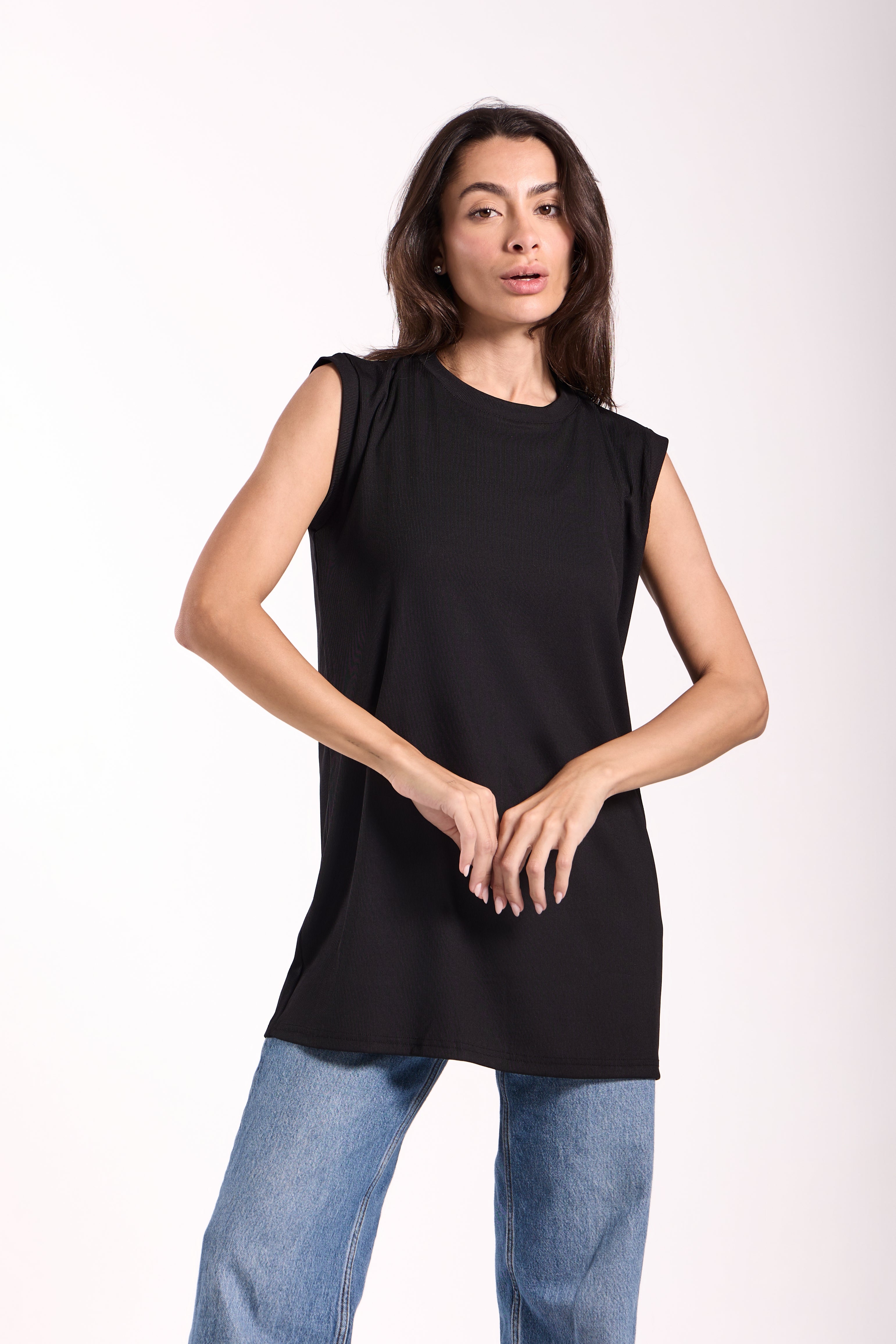 T-Shirt Ribbed Sleeveless - Material: Derby