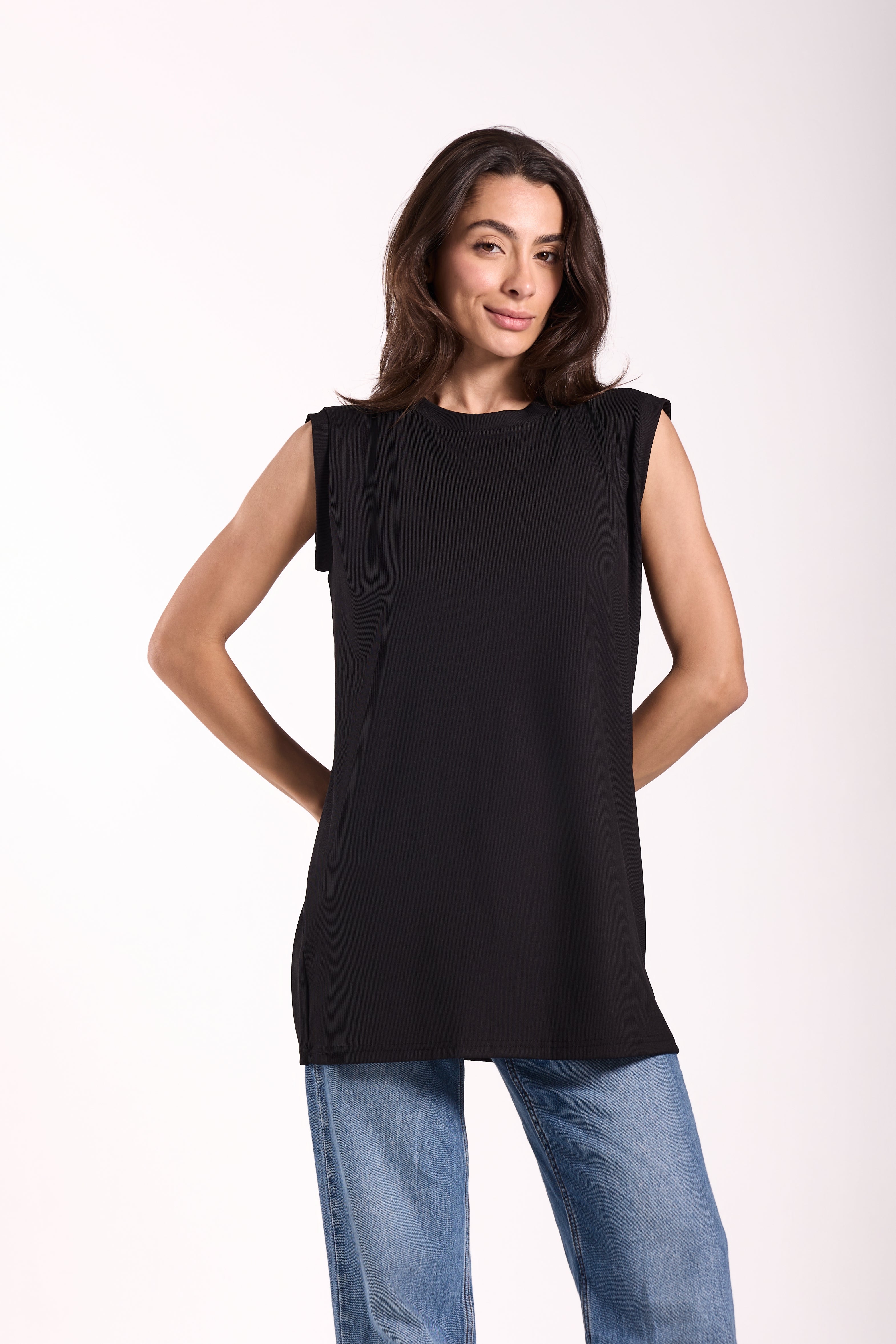 T-Shirt Ribbed Sleeveless - Material: Derby