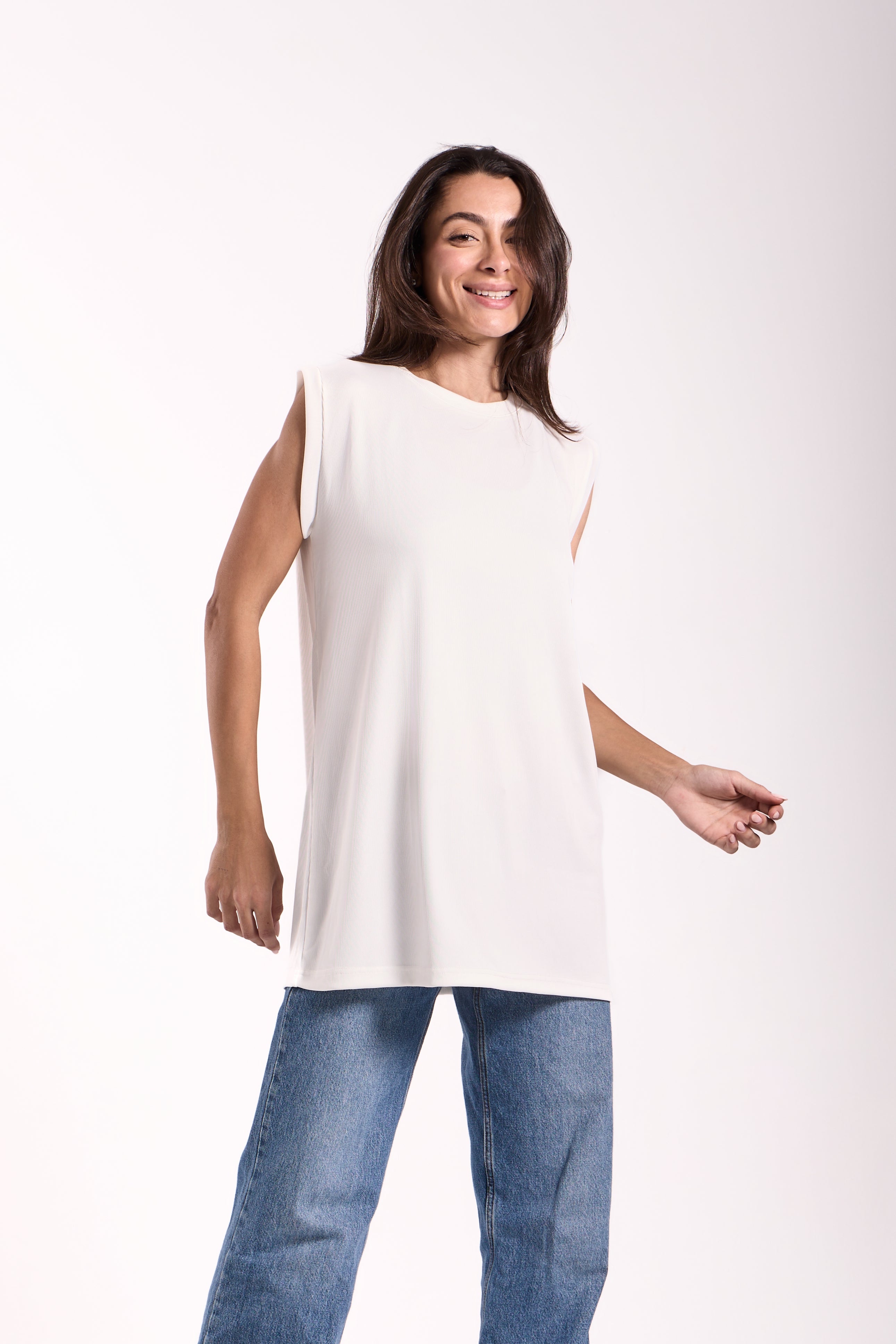 T-Shirt Ribbed Sleeveless - Material: Derby