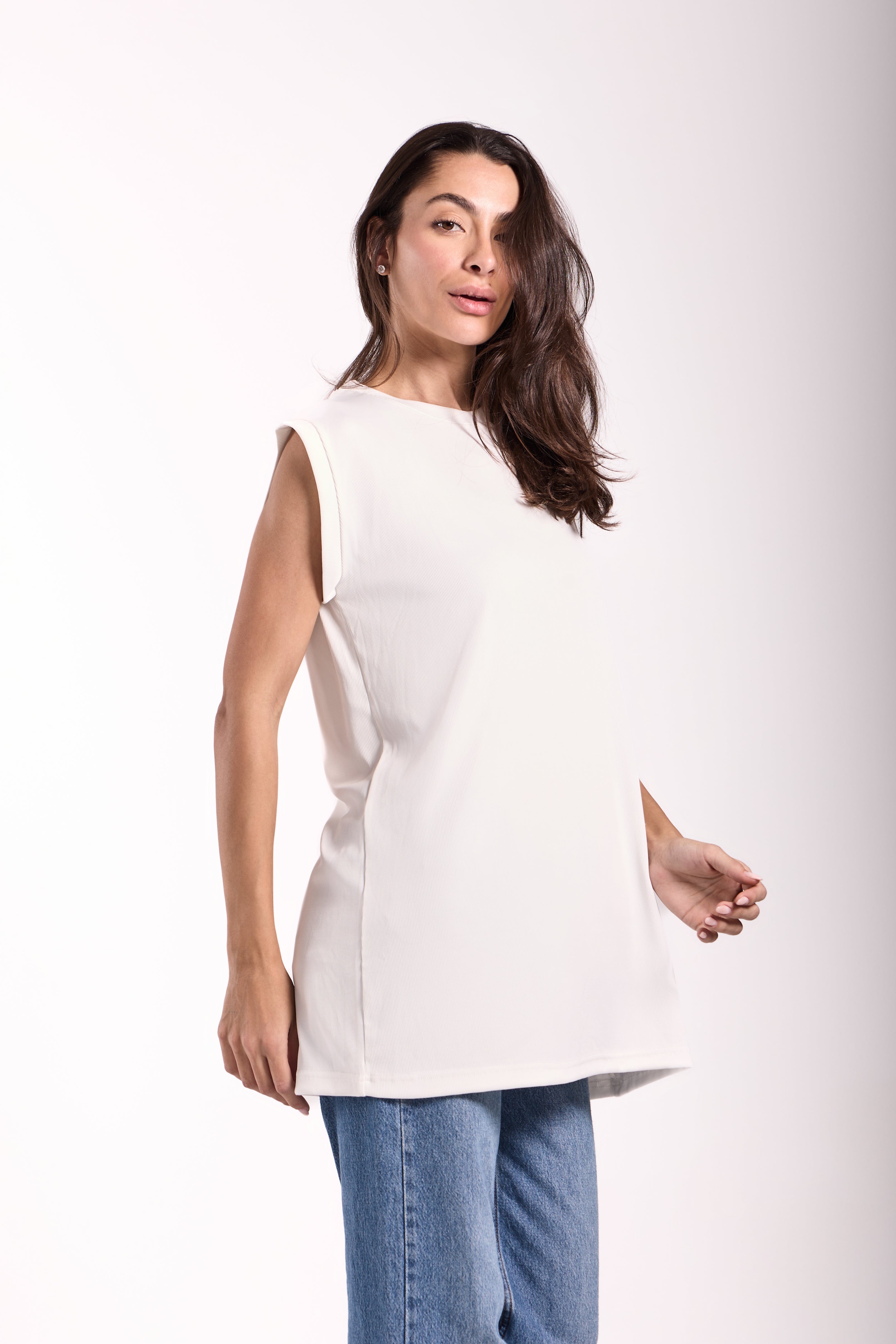T-Shirt Ribbed Sleeveless - Material: Derby