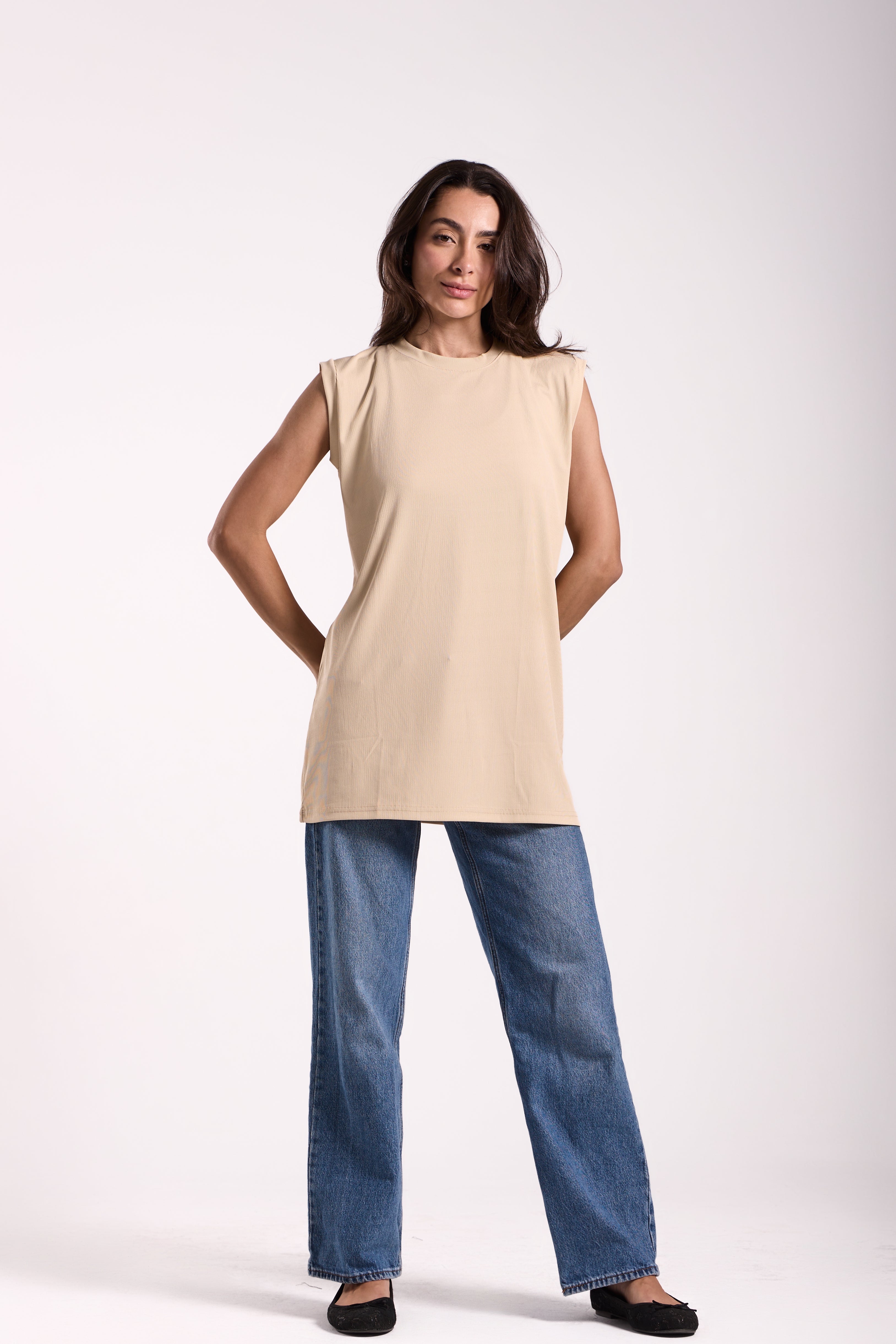 T-Shirt Ribbed Sleeveless - Material: Derby