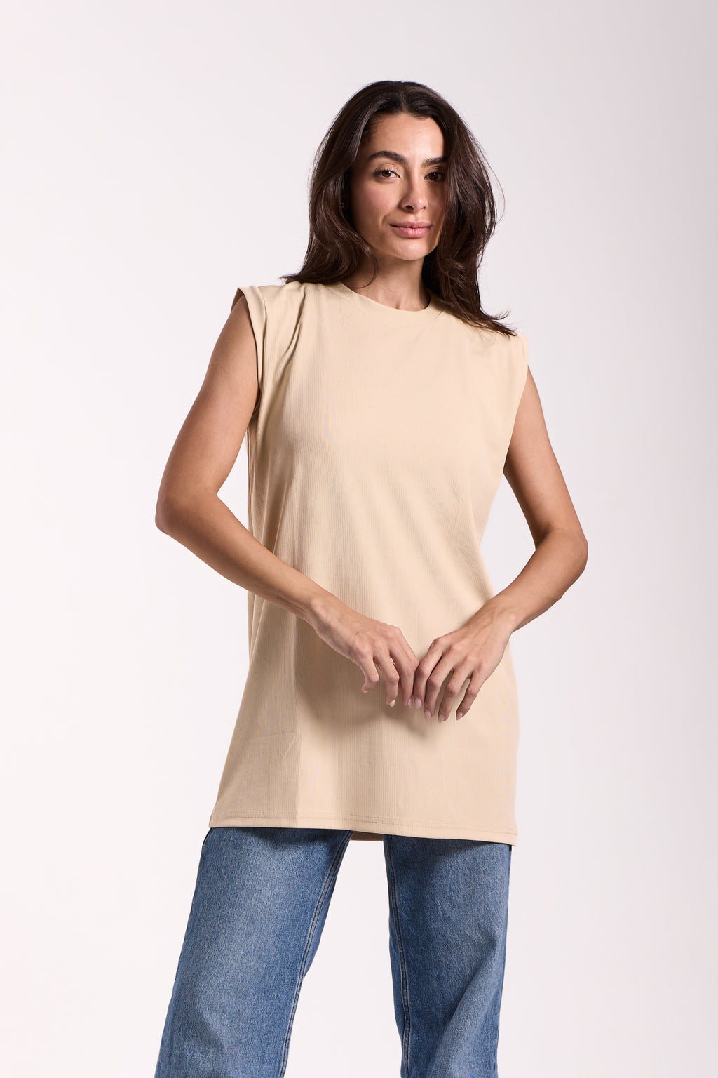 T-Shirt Ribbed Sleeveless - Material: Derby