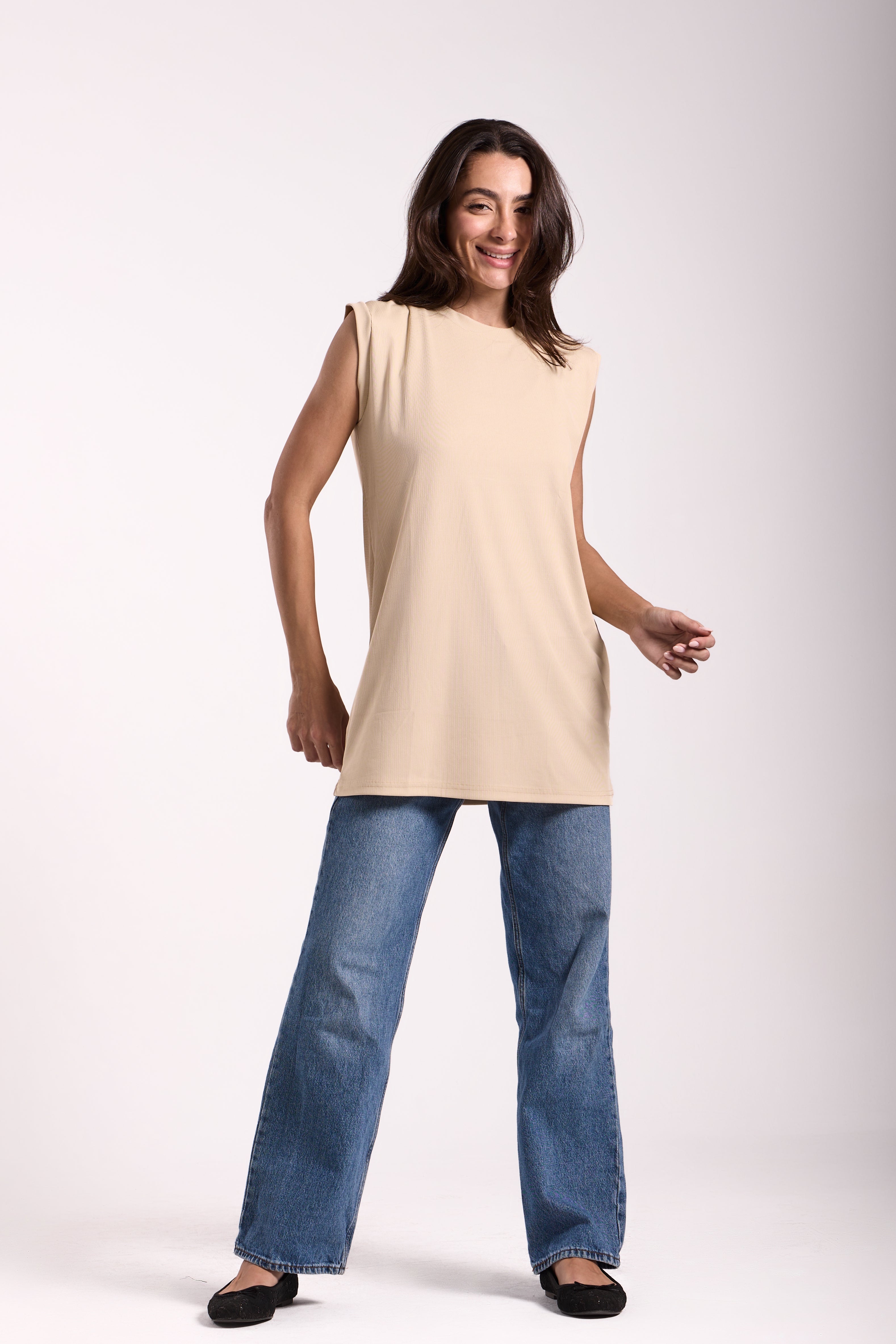 T-Shirt Ribbed Sleeveless - Material: Derby