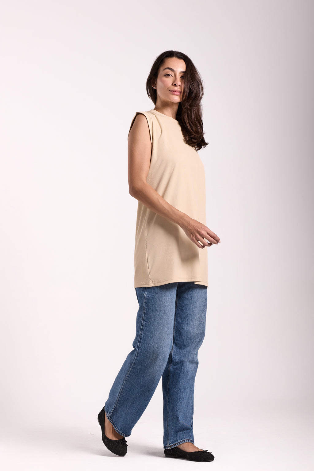 T-Shirt Ribbed Sleeveless - Material: Derby