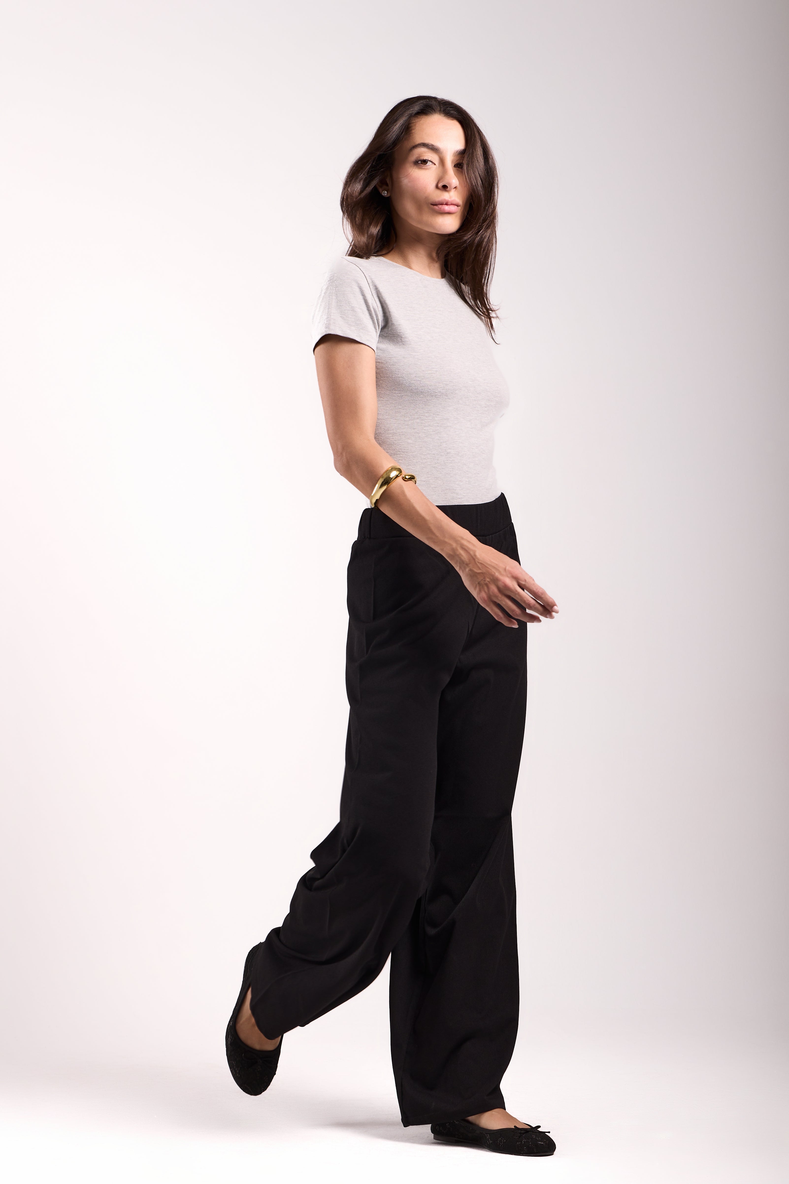 Women's Wide-Leg Pants - Material: Scuba