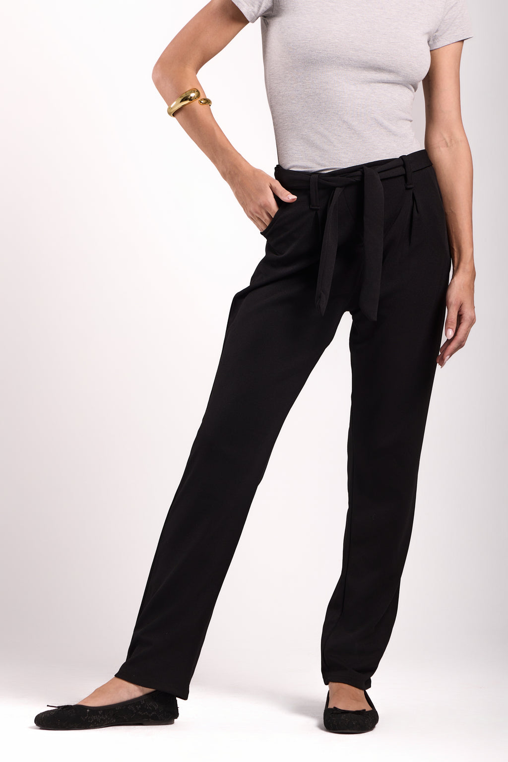 Tall Paperbag Tie-Waist Tapered Trousers - Material: Scuba
