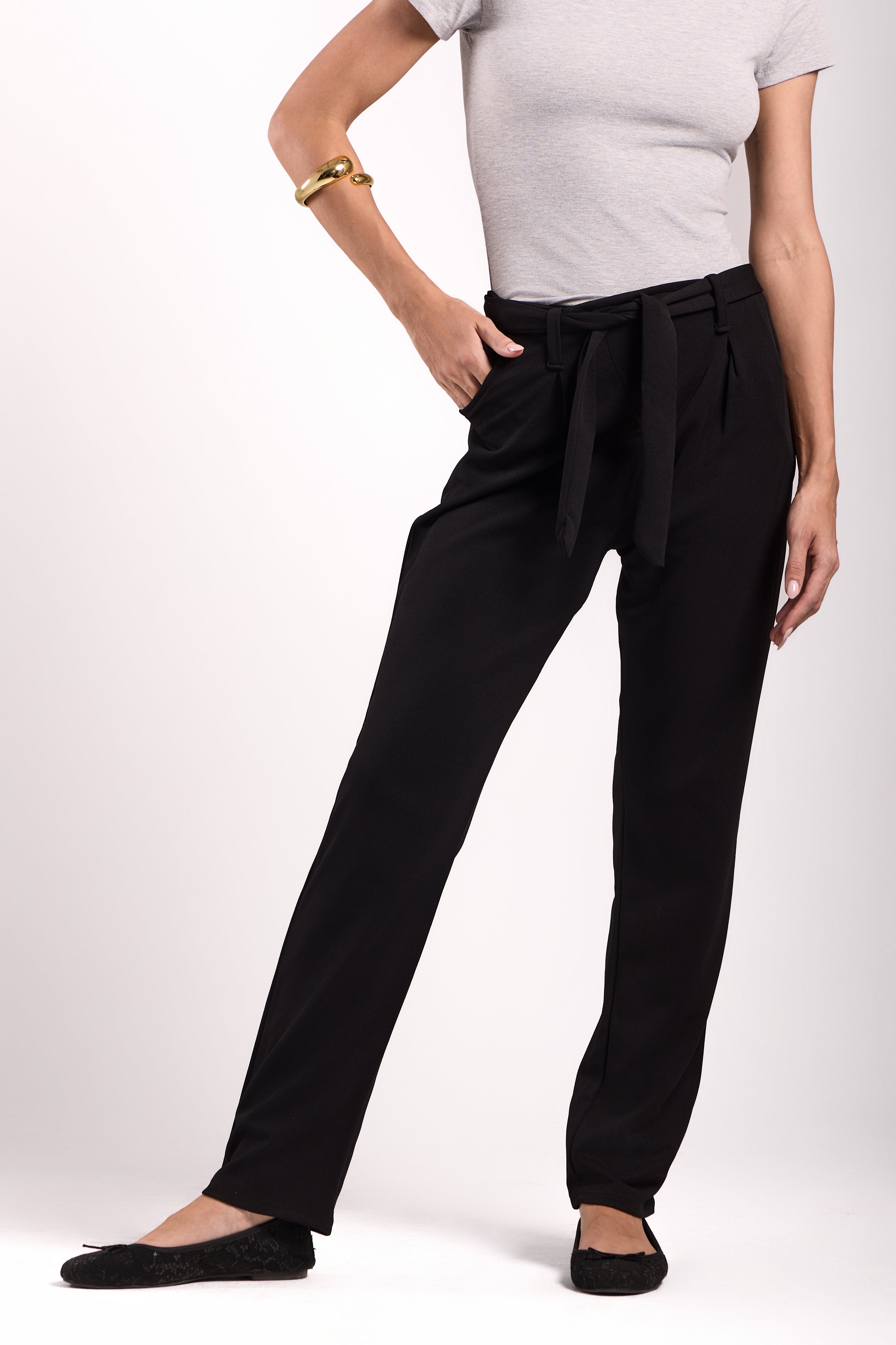 Tall Paperbag Tie-Waist Tapered Trousers - Material: Scuba