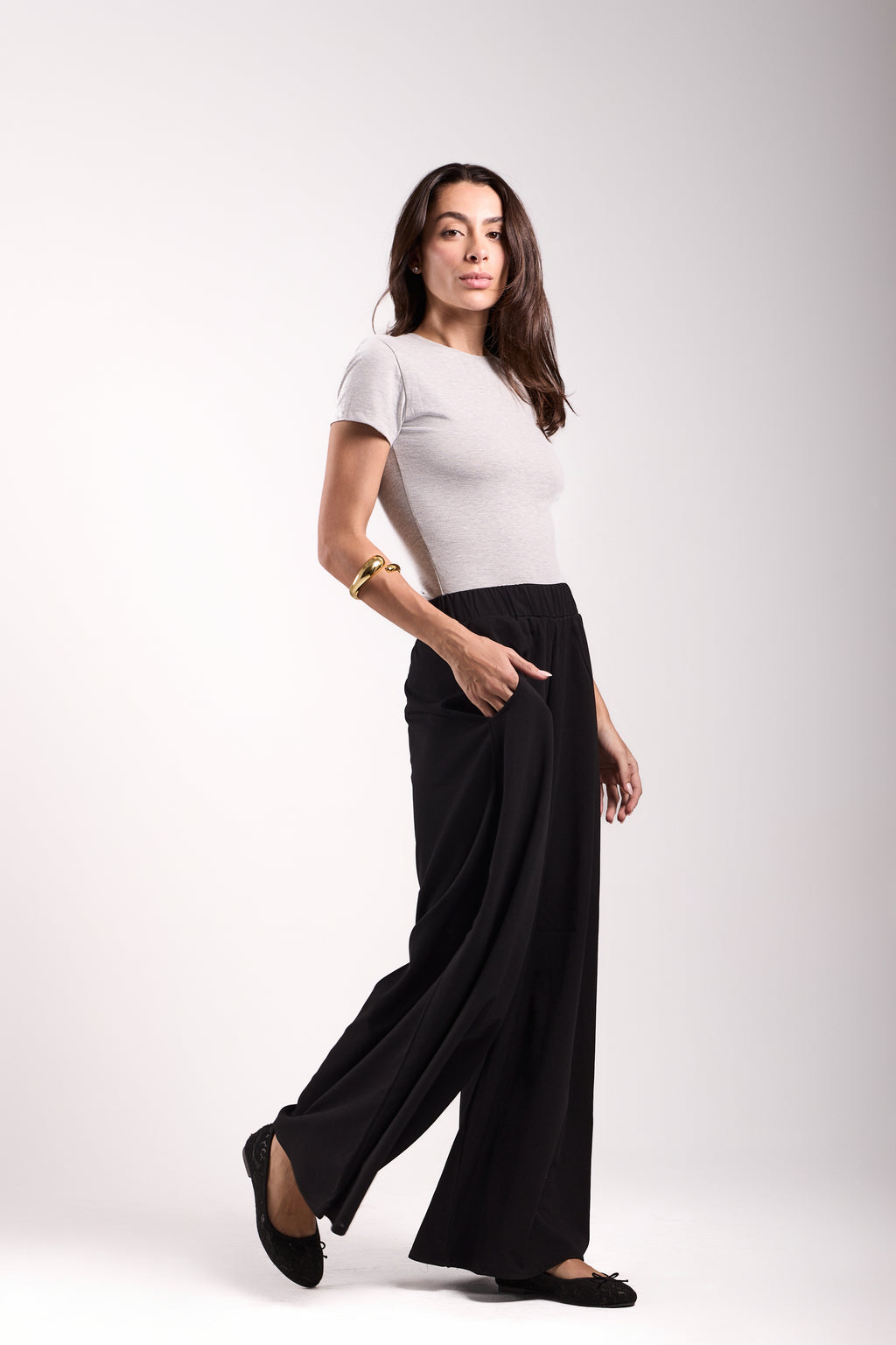 Slant Pockets Zipper Pants