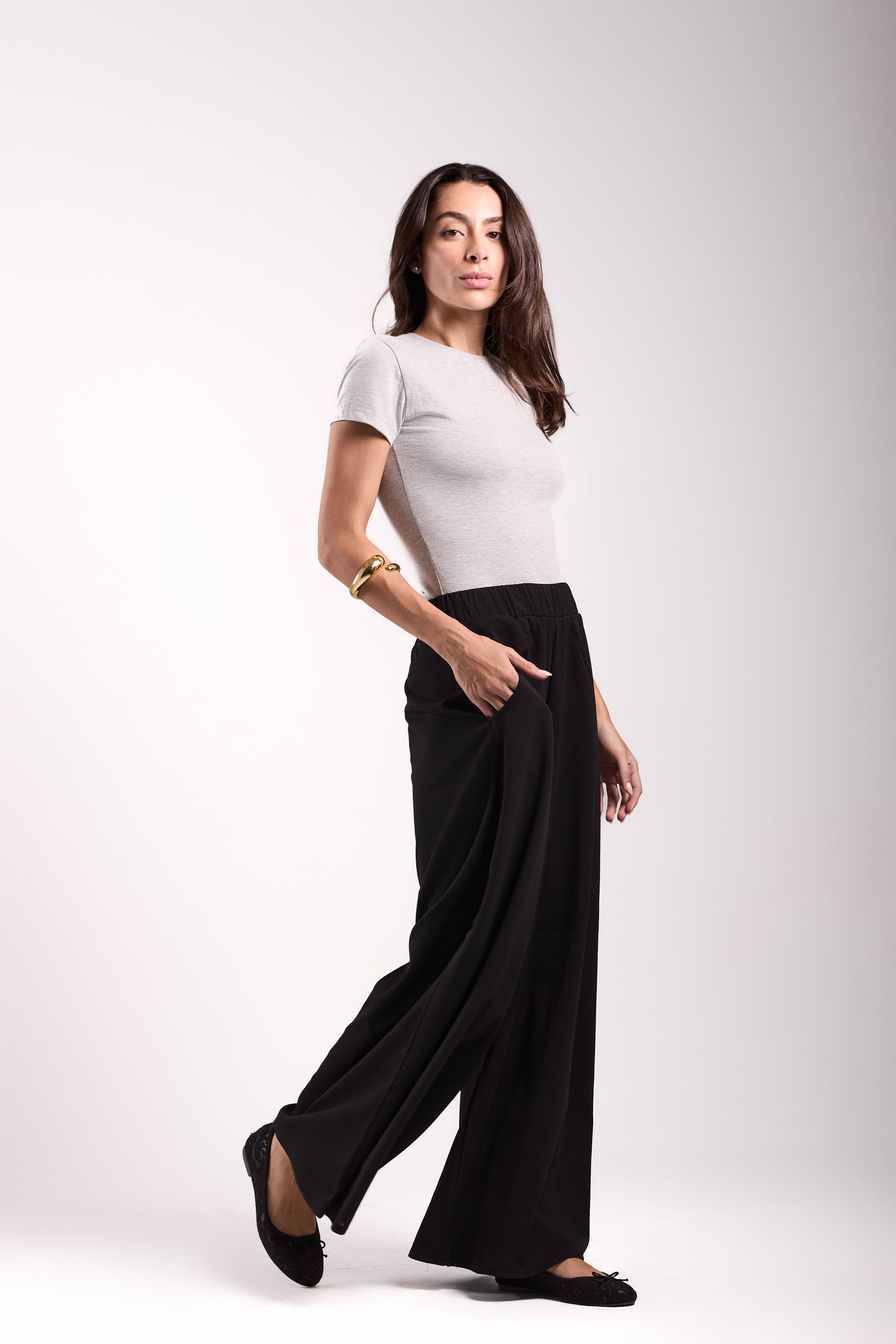 Slant Pockets Zipper Pants