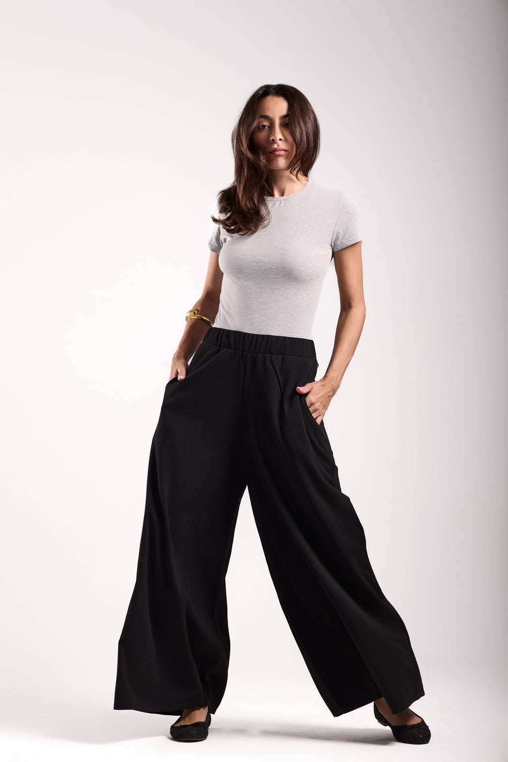Slant Pockets Zipper Pants