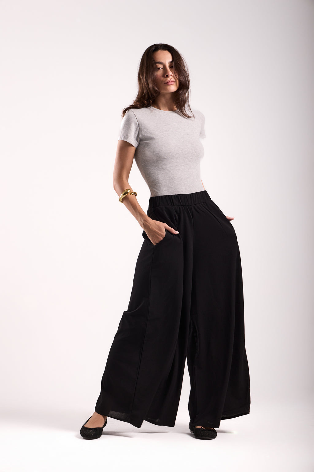 Slant Pockets Zipper Pants