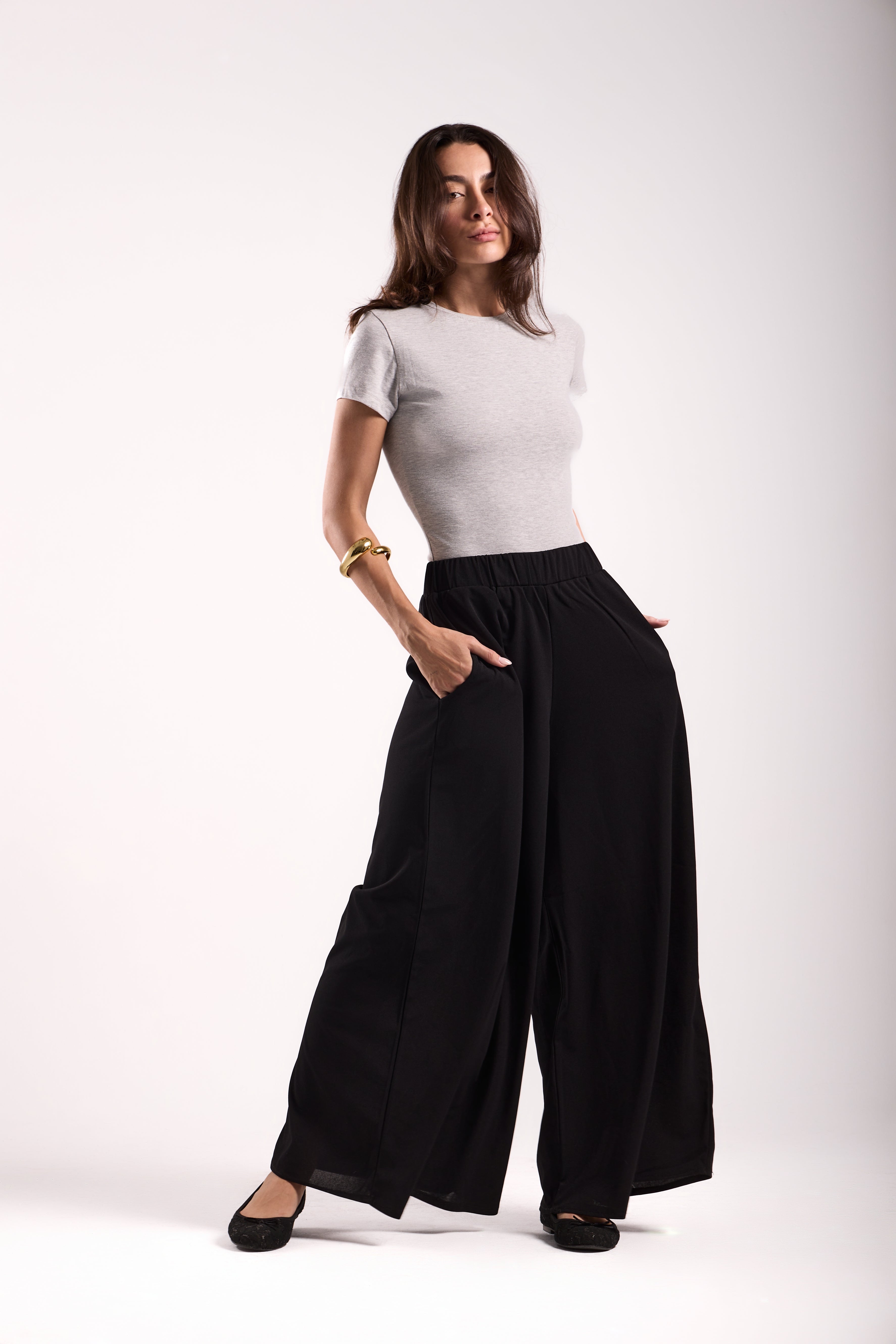 Slant Pockets Zipper Pants