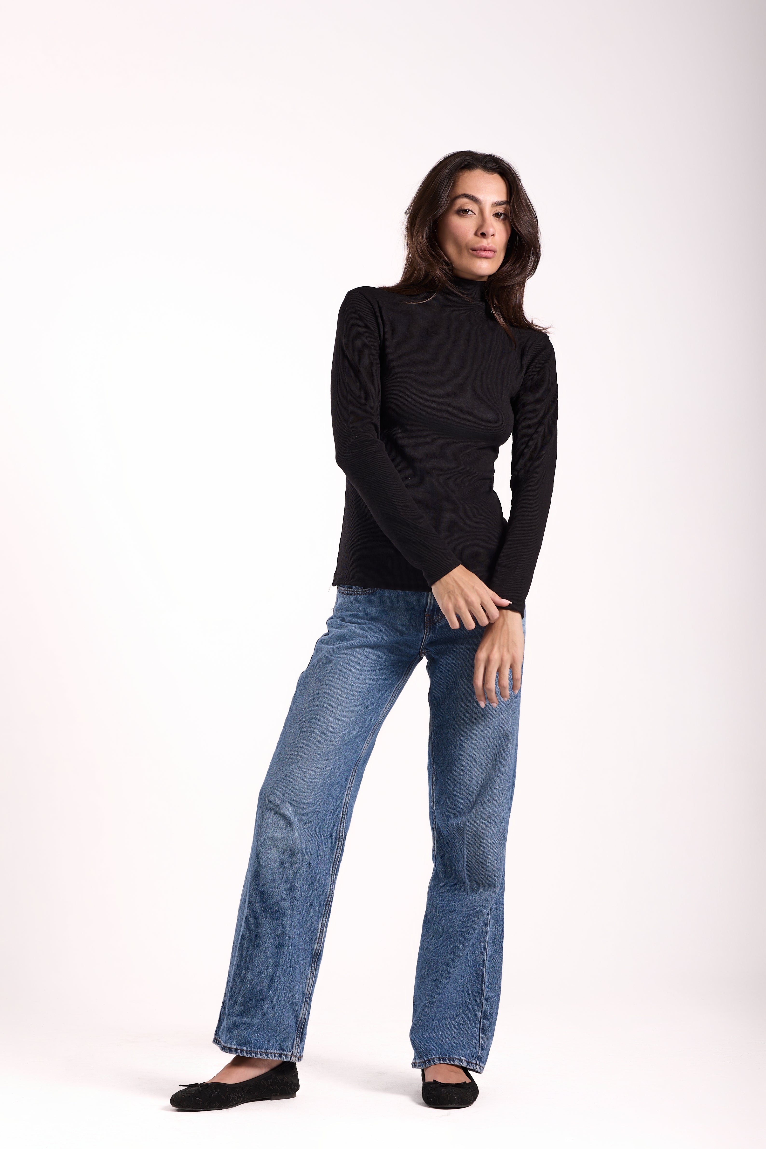 Ribbed Full Sleeve Derby Top