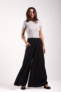 Slant Pocket Zipper Wide-Leg Pants