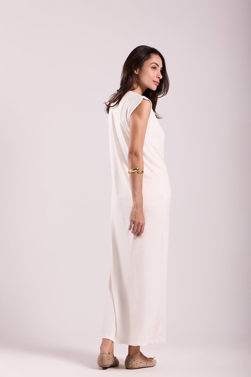 Basic Long Dress - Sleeveless Material: Viscose Blend